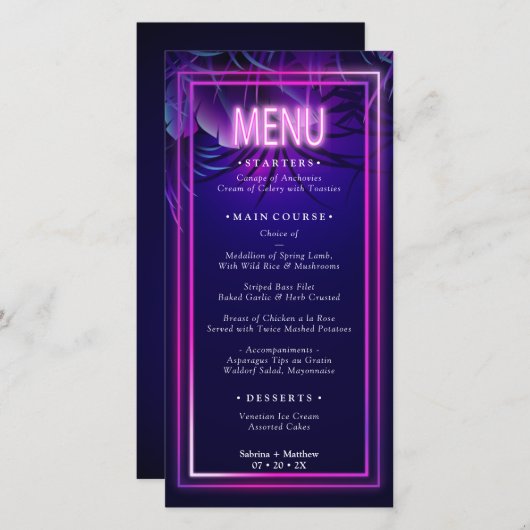 WEDING MENU | Verbluffende neontropische olie (Voorkant / Achterkant)