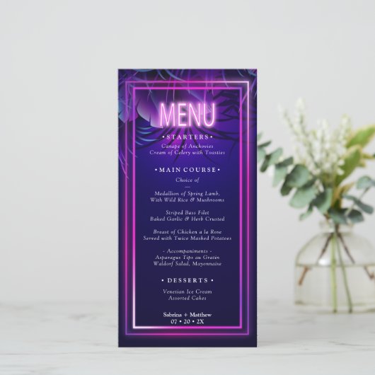 WEDING MENU | Verbluffende neontropische olie (Staand voorkant)