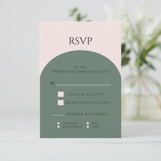 WEDING RSVP-KAART VOOR AARDE TONE ARCH RSVP KAARTJE (Staand voorkant)