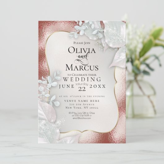 WEDING | Terracotta Pearl Shimmer Kaart (Staand voorkant)