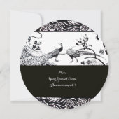 WEDING TORTELDUIFJES MONOGRAM Black, witte cirkel Kaart (Achterkant)