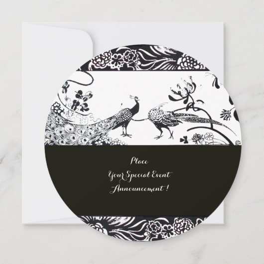 WEDING TORTELDUIFJES MONOGRAM Black, witte cirkel Kaart (Achterkant)