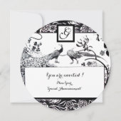 WEDING TORTELDUIFJES MONOGRAM Black, witte cirkel Kaart (Voorkant)