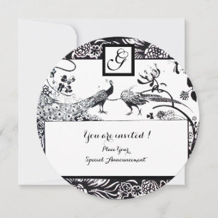 WEDING TORTELDUIFJES MONOGRAM Black, witte cirkel Kaart