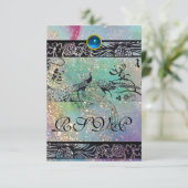 WEDING TORTELDUIFJES MONOGRAM RSVP zwart groen (Staand voorkant)