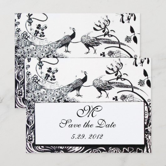 WEDING TORTELDUIFJES MONOGRAM zwart-wit Briefkaart (Voorkant / Achterkant)