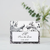 WEDING TORTELDUIFJES MONOGRAM zwart-wit Briefkaart (Staand voorkant)