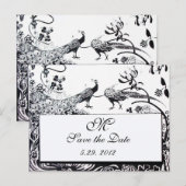 WEDING TORTELDUIFJES MONOGRAM zwart-wit Briefkaart (Voorkant / Achterkant)