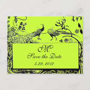 WEDING TORTELDUIFJES MONOGRAM zwart-wit groen Briefkaart