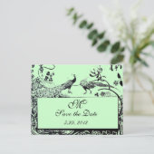WEDING TORTELDUIFJES MONOGRAM zwart-wit groen Briefkaart (Staand voorkant)