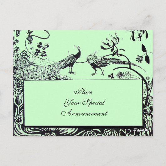 WEDING TORTELDUIFJES MONOGRAM zwart-wit groen Briefkaart (Achterkant)