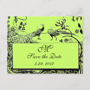 WEDING TORTELDUIFJES MONOGRAM zwart-wit groen Briefkaart