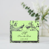 WEDING TORTELDUIFJES MONOGRAM zwart-wit groen Briefkaart (Staand voorkant)