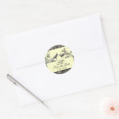 WEDING TORTELDUIFJES MONOGRAM, zwart-witte crème Ronde Sticker (Envelop)