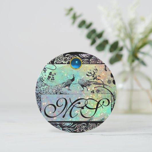 WEDING TORTELDUIFJES MONOGRAM zwarte champagne Kaart (Staand voorkant)