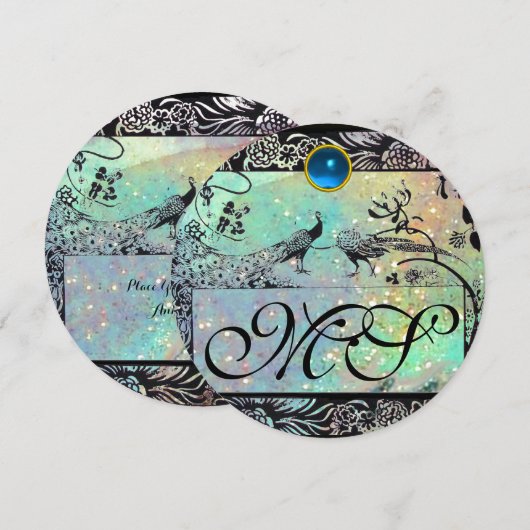 WEDING TORTELDUIFJES MONOGRAM zwarte champagne Kaart (Voorkant / Achterkant)