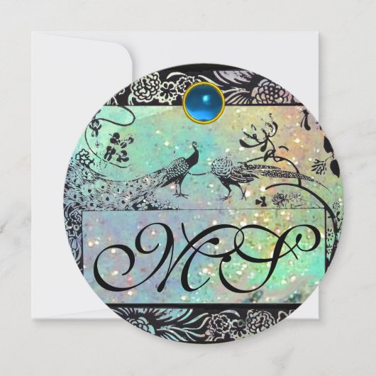 WEDING TORTELDUIFJES MONOGRAM zwarte champagne Kaart (Voorkant)