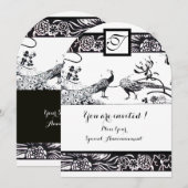 WEDING TORTELDUIFJES SQUARE MONOGRAM Black, White Kaart (Voorkant / Achterkant)