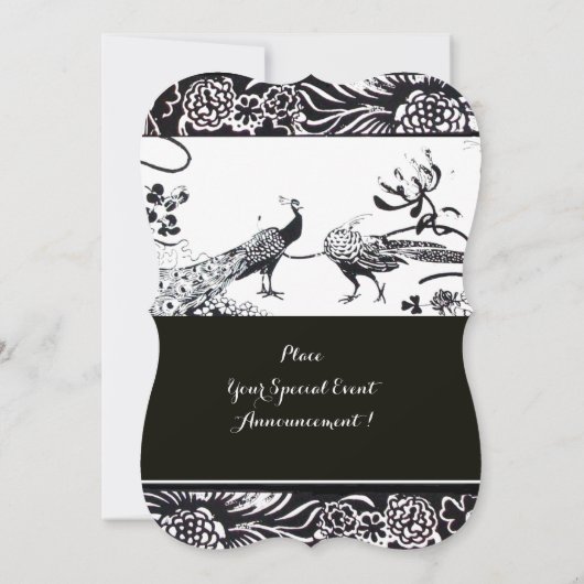 WEDING TORTELDUIFJES SQUARE MONOGRAM Black, White Kaart (Achterkant)