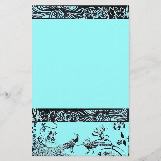 WEDING TORTELDUIFJES zwart en blauw Briefpapier (Voorkant)