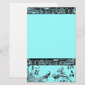 WEDING TORTELDUIFJES zwart en blauw Briefpapier (Voorkant / Achterkant)