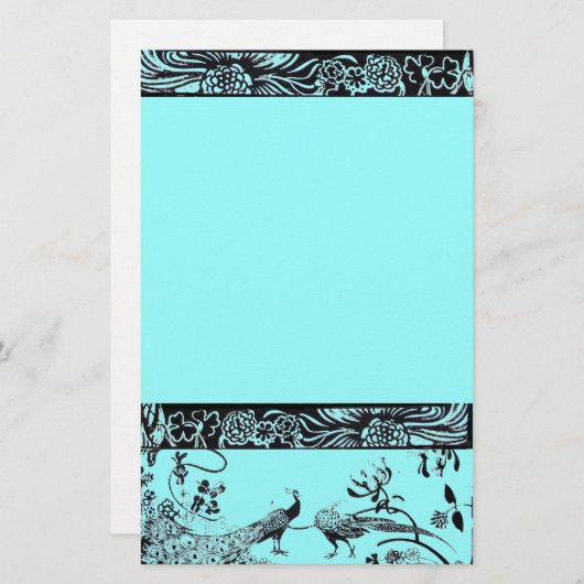 WEDING TORTELDUIFJES zwart en blauw Briefpapier (Voorkant / Achterkant)