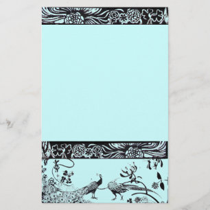 WEDING TORTELDUIFJES zwart en blauw Briefpapier