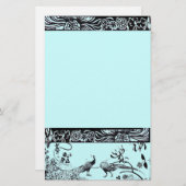 WEDING TORTELDUIFJES zwart en blauw Briefpapier (Voorkant / Achterkant)