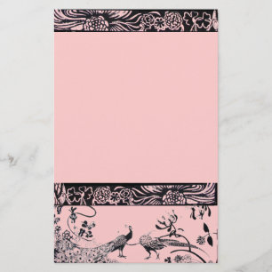 WEDING TORTELDUIFJES zwart en roze Briefpapier