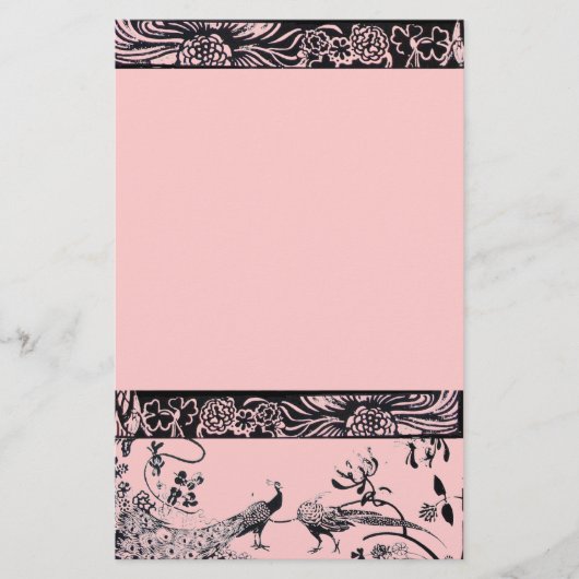 WEDING TORTELDUIFJES zwart en roze Briefpapier (Voorkant)