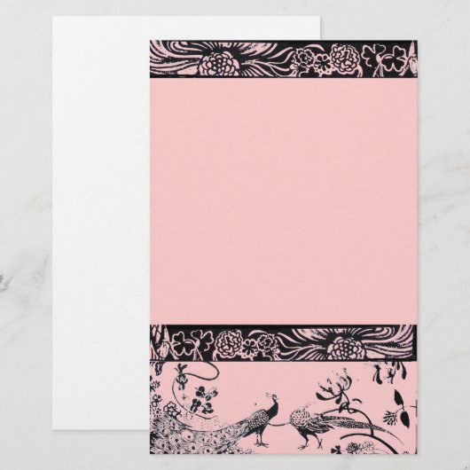 WEDING TORTELDUIFJES zwart en roze Briefpapier (Voorkant / Achterkant)