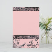 WEDING TORTELDUIFJES zwart en roze Briefpapier (Staand voorkant)