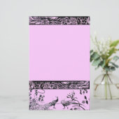 WEDING TORTELDUIFJES zwart en roze Briefpapier (Staand voorkant)