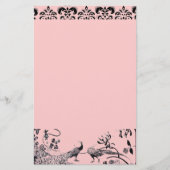 WEDING TORTELDUIFJES zwart en roze vocht Briefpapier (Voorkant)