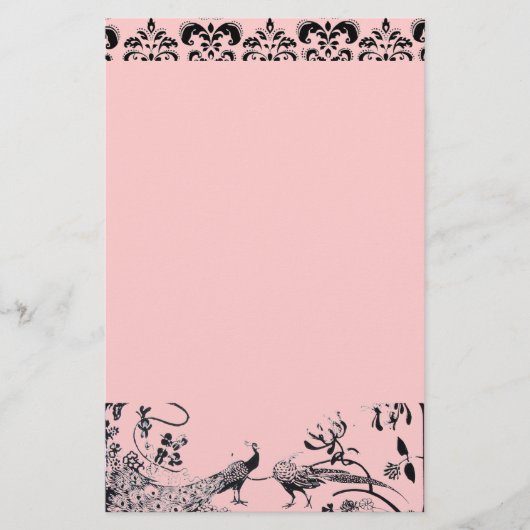 WEDING TORTELDUIFJES zwart en roze vocht Briefpapier (Voorkant)