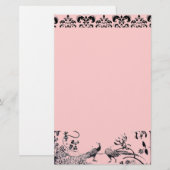 WEDING TORTELDUIFJES zwart en roze vocht Briefpapier (Voorkant / Achterkant)