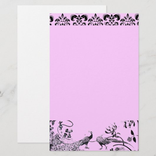 WEDING TORTELDUIFJES zwart en roze vocht Briefpapier (Voorkant / Achterkant)