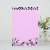 WEDING TORTELDUIFJES zwart en roze vocht Briefpapier (Staand voorkant)