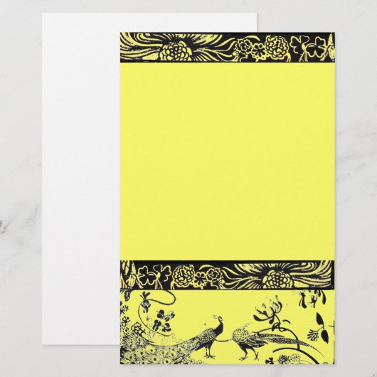 WEDING TORTELDUIFJES zwart-wit en geel Briefpapier (Voorkant / Achterkant)