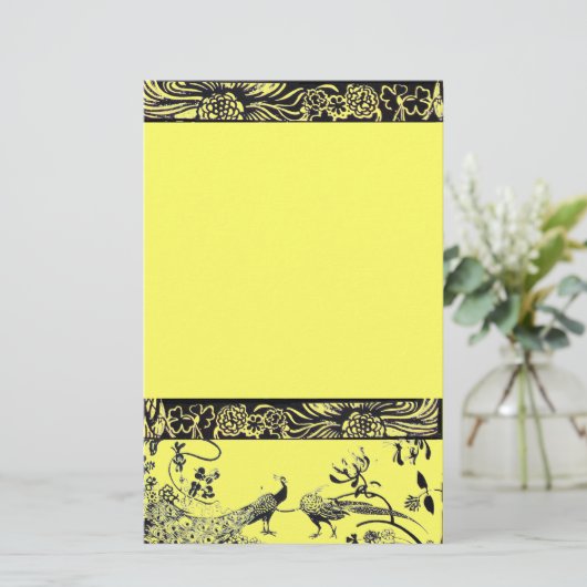 WEDING TORTELDUIFJES zwart-wit en geel Briefpapier (Staand voorkant)