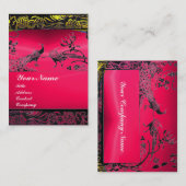 WEDING TORTELDUIFJES zwart wit, rode roze ruis Visitekaartje (Voorkant / Achterkant)