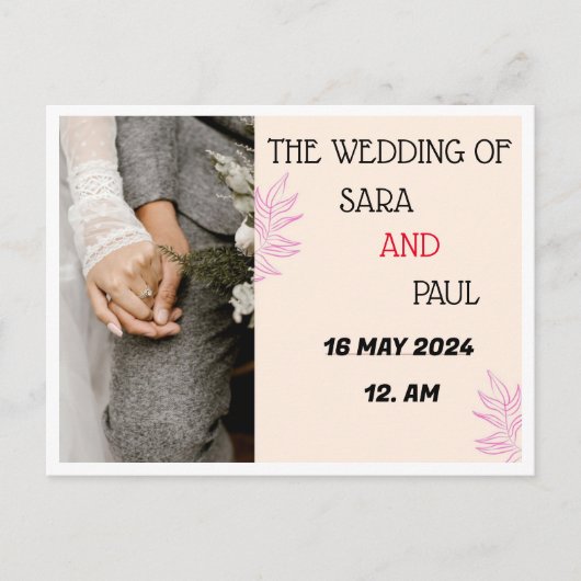 WEDING UITNODIGING BRIEFKAART (Voorkant)