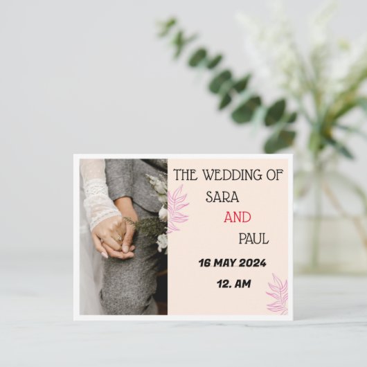 WEDING UITNODIGING BRIEFKAART (Staand voorkant)