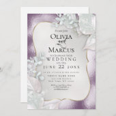 WEDING | Uitnodiging Eggplant Pearl Shimmer (Voorkant / Achterkant)