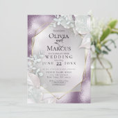 WEDING | Uitnodiging Eggplant Pearl Shimmer (Staand voorkant)