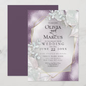 WEDING | Uitnodiging Eggplant Pearl Shimmer (Voorkant / Achterkant)