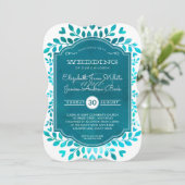 WEDING van moderne botanische aqua blauwgroen blau Kaart (Staand voorkant)