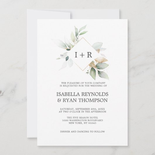 WEDING VAN Waterverf VAN Foliage Gold-certificerin Kaart (Voorkant)