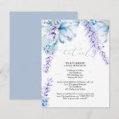 WEDINGGEGEVENS | Lavender Dusty Blue Floral Informatiekaartje (Voorkant / Achterkant)