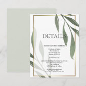 WEDINGGEGEVENS | Sage Green Olive Foliage Informatiekaartje (Voorkant / Achterkant)